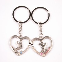 The cute Mickey Minnie Mouse with drill loving couple keychain