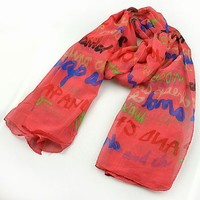 European and American fashion generous color letters of the alphabet scarf (red)