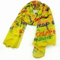 European and American fashion generous color English letters scarf (yellow)