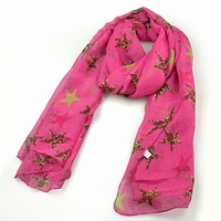 European and American fashion generous the sweet color starry scarves (Rose Red)