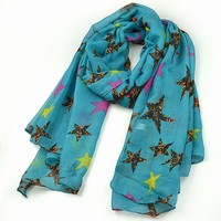 European and American fashion generous sweet color the starry scarf (blue)