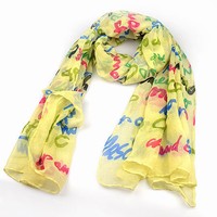 European and American fashion generous color the English letters scarves (light yellow)