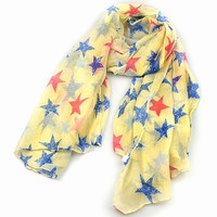 European and American fashion generous sweet color starry scarf (light yellow)