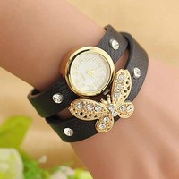 Fashion diamond belt wrapped bracelet watch