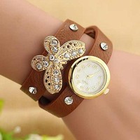 Fashion diamond belt wrapped bracelet watch