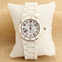 Fashion imitation ceramic white watch