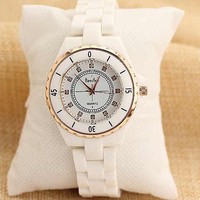 Fashion white imitation ceramic watches