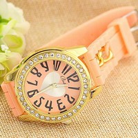 Chain silicone dial inlay diamond watches