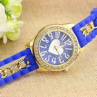 Chain silicone dial inlay diamond watches