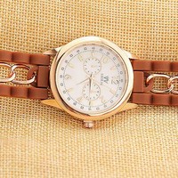 Rose gold inlay diamond fashion watches