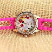 Diamond fashion flowers dial watches