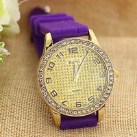 Candy colored diamond Silicone watch