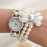 Creative bow pearl watches