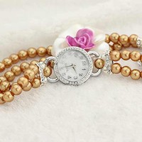 Fashion flowers pearl bracelet watch
