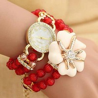 Fashion flower diamond bracelet watch