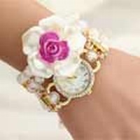 Diamond flower bracelet watch
