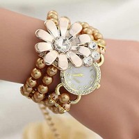 Creative fashion pearl bracelet watch