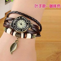 Fashion really belt retro leaf weaving watch