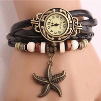 Bronze starfish retro pendant watches
