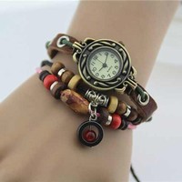 Braided leather cord fashion watches
