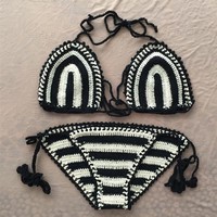Crochet bikini suit sexy beach hand-woven cotton wrapped chest swimsuit swimsuit