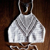 Hand-knitted crochet beach sexy bikini bra