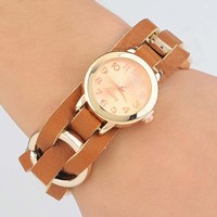 Really belt fashion rose gold small round dial watch