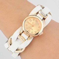 Really belt fashion rose gold small round dial watch