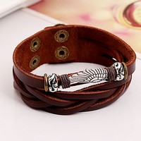 Vintage jewelry punk leather bracelet