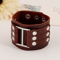 Punk rivet leather bracelet