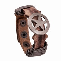 Hoop round five-pointed star leather bracelet