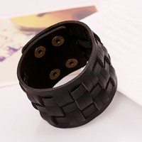 Knit punk retro leather bracelet
