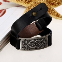 Alloy leather bracelet
