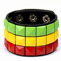 Punk multicolor Quartet nails PU  bracelet
