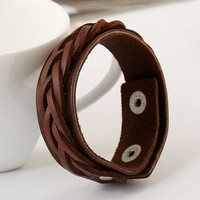 Retro woven leather bracelet
