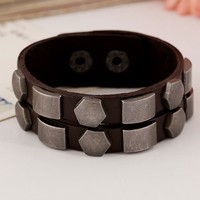 Punk rivet leather bracelet