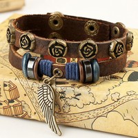 Retro Rose Leather Bracelet