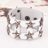 Five-pointed star leather bracelet