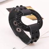 Leather rhinestone bracelet