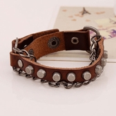 Retro rivet punk chain leather bracelet