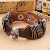Punk Skull Leather Bracelet