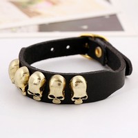 Punk Skull Leather Bracelet