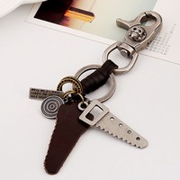 Alloy Leather Keychain