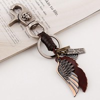 Alloy Leather Keychain Wings