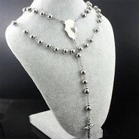 Stainless steel Jesus cross rosary necklace