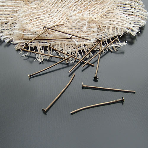 Iron Headpins, Nickel Free, Antique Bronze, Size: about 16mm long, 0.8mm thick
