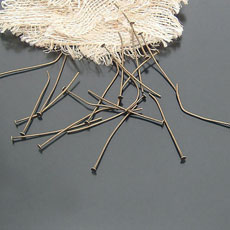 Iron Headpins, Nickel Free, Antique Bronze, Size: about 22mm long, 0.8mm thick