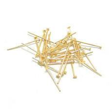 Iron Headpins, Nickel Free, Golden, Size: about 20mm long, 0.8mm thick