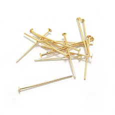 Iron Headpins, Nickel Free, Golden, Size: about 22mm long, 0.8mm thick