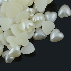 ABS Pearl Acrylic Cabochons, Imitation Pearl, Heart,6*4.5MM
